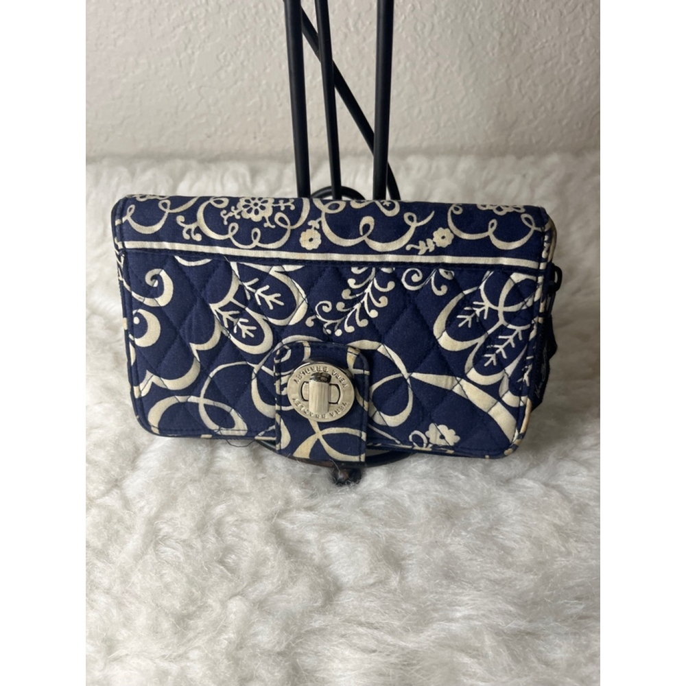Vera Bradley Julia Style Twirly Birds Navy Blue Wallet